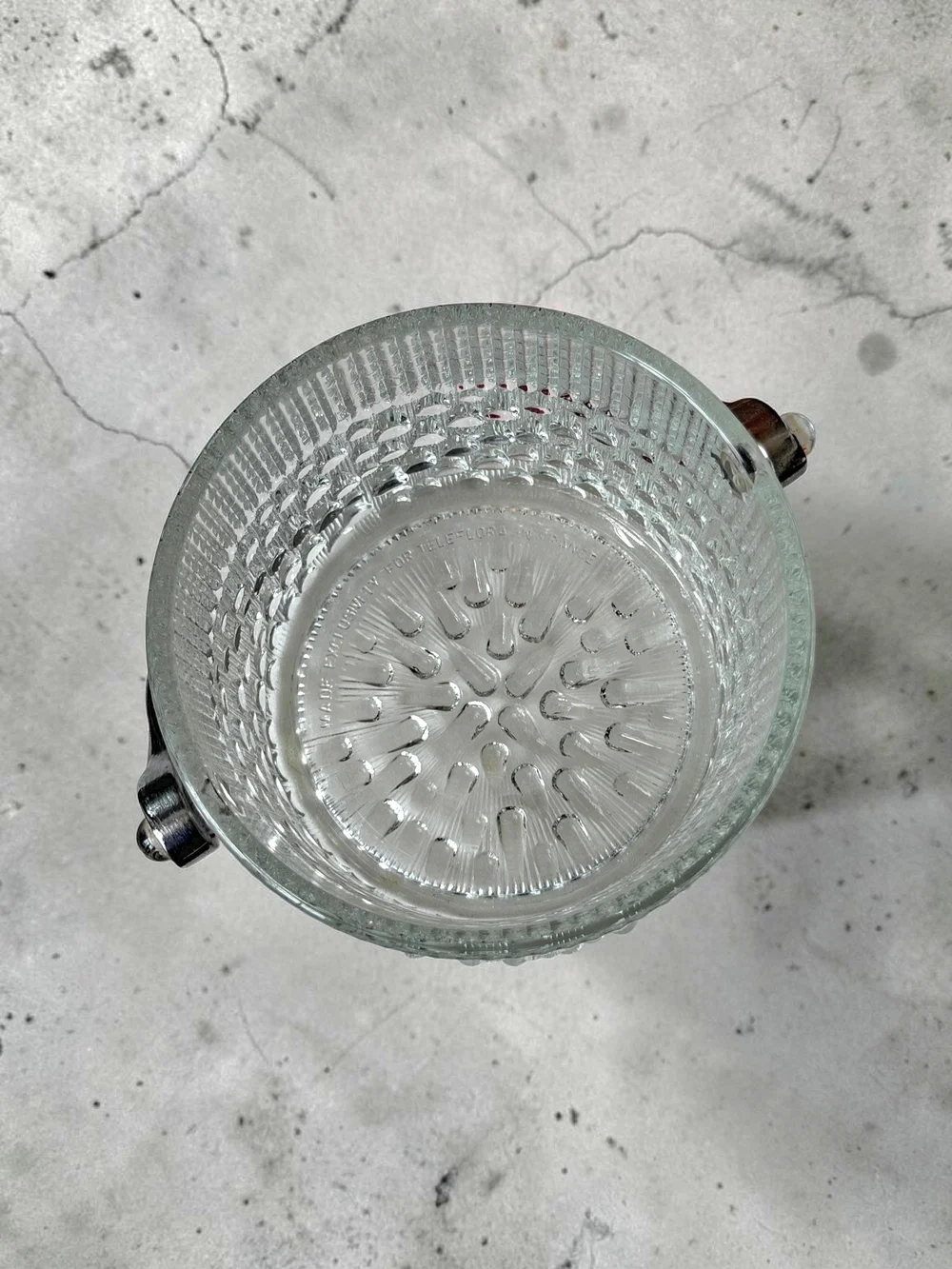 Mid Century French Teleflora Textured Raindrop Crystal Mini Ice Bucket 5